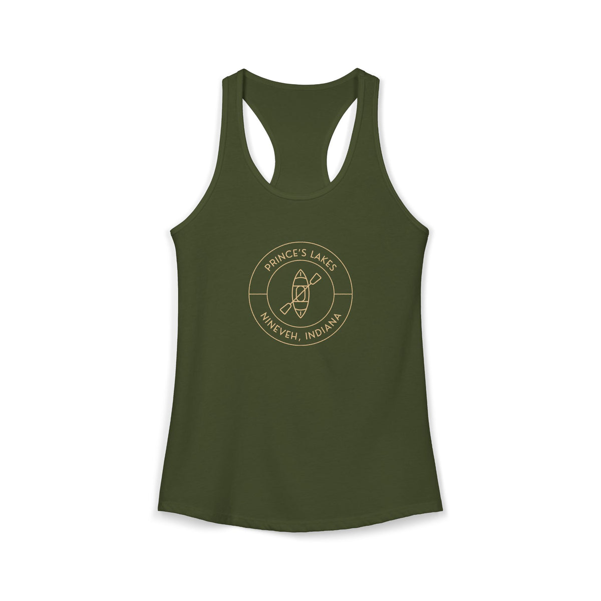 Women's Racerback Tank- "Kayak Prince's Lakes"