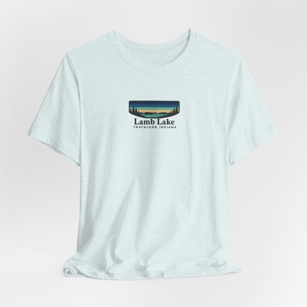 Lamb Lake Landscape Tee — Retro Mountain Lake Graphic T-Shirt