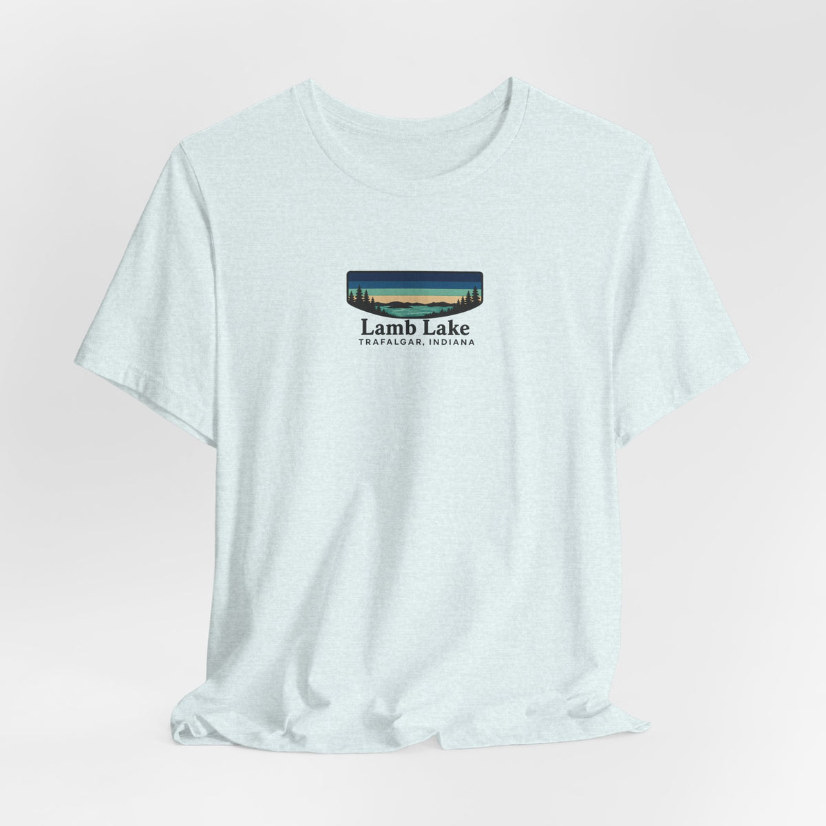 Lamb Lake Landscape Tee — Retro Mountain Lake Graphic T-Shirt