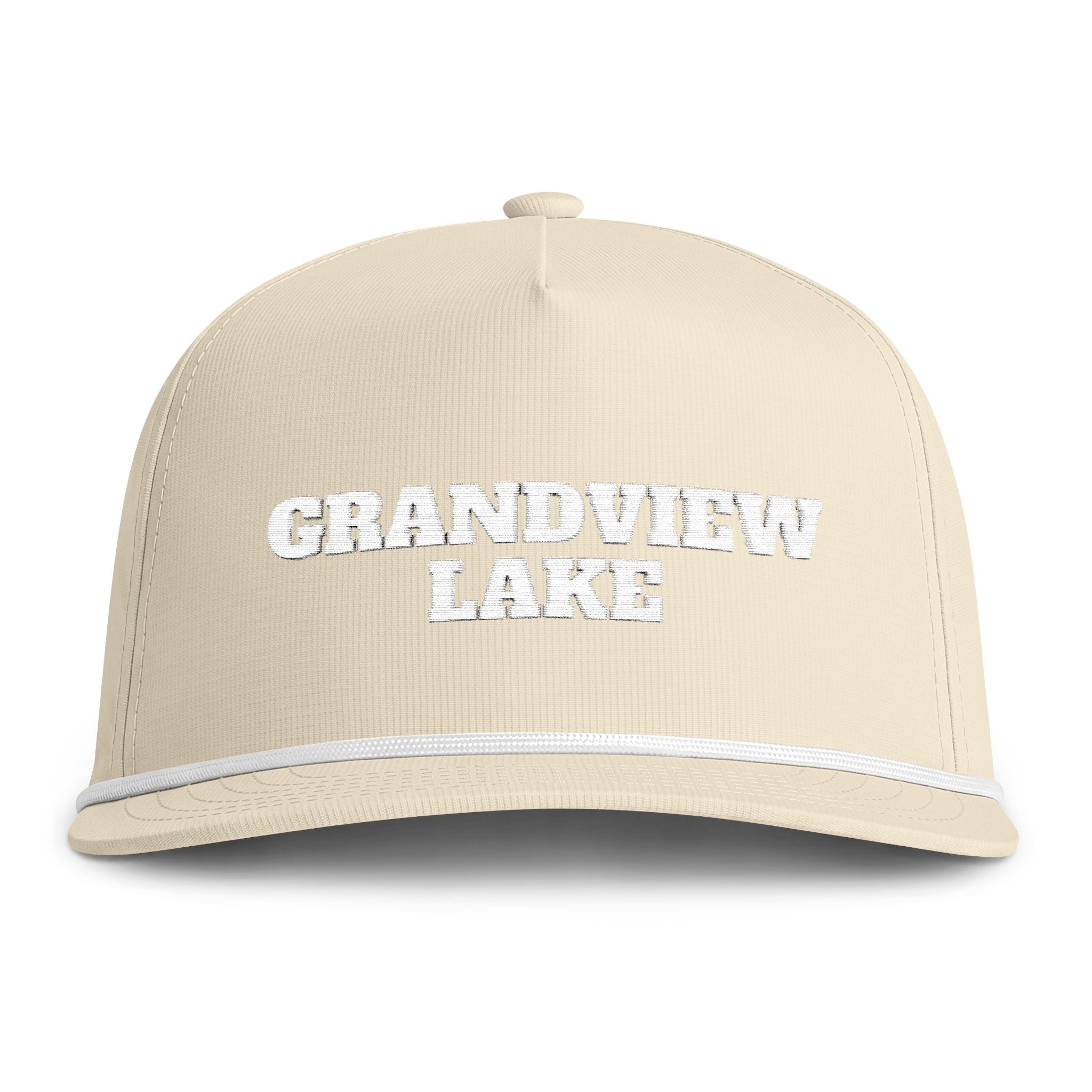 Sunwashed Rope Cap - "GRANDVIEW LAKE' Embroidered Trucker Hat