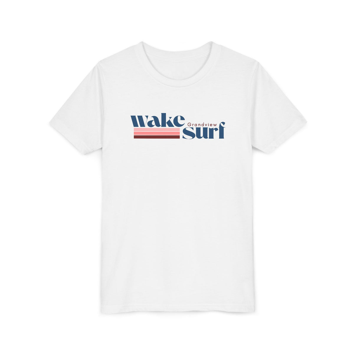 Youth Tee - "Wake Surf Grandview" Retro Striped Kids Surf T‑Shirt