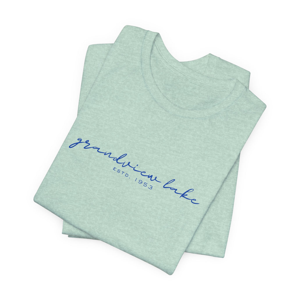 Script "grandview lake" Unisex Jersey Short Sleeve Tee