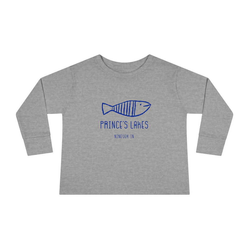 Toddler Long Sleeve Tee — "Prince's Lakes" Hand-Drawn Fish Graphic