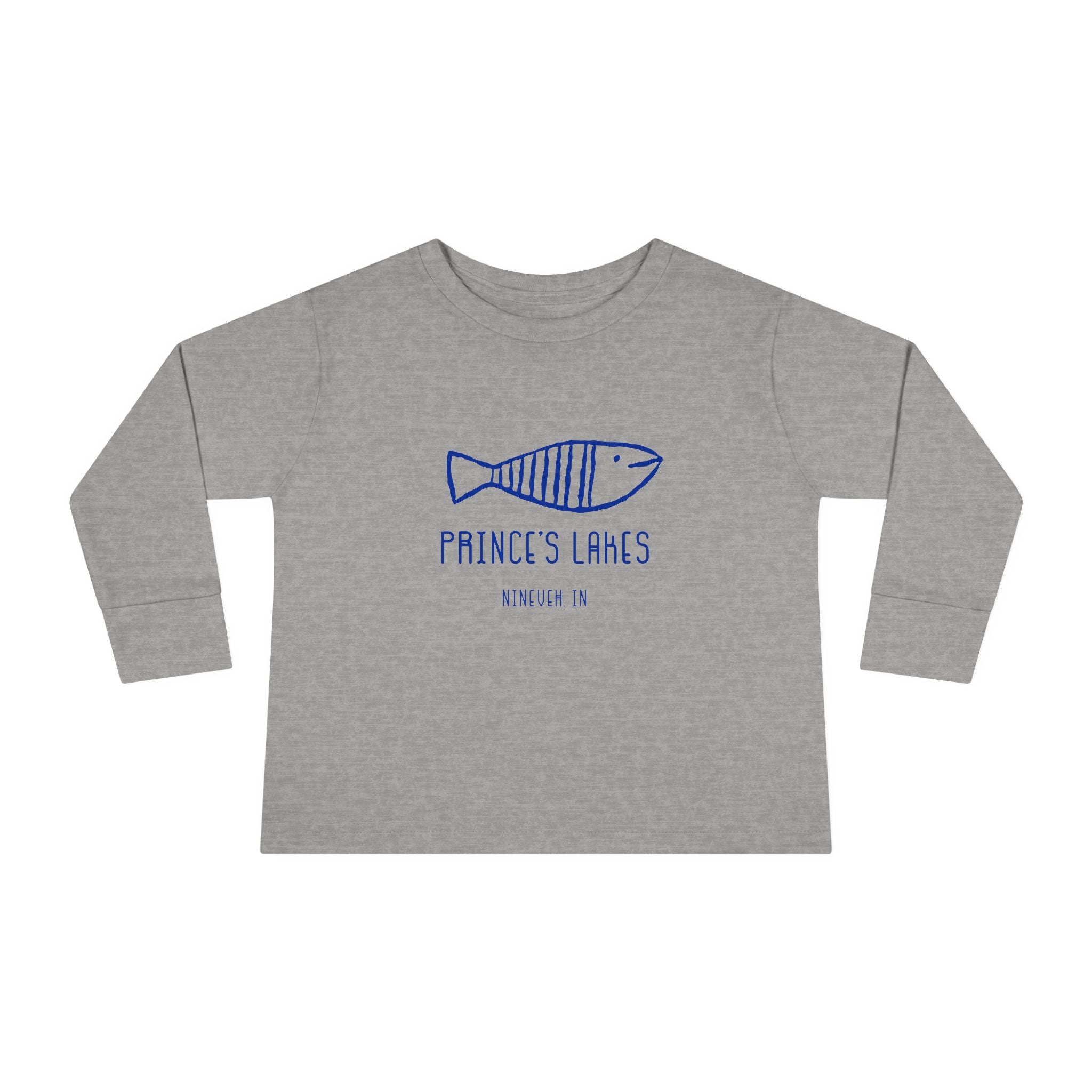 Toddler Long Sleeve Tee — "Prince's Lakes" Hand-Drawn Fish Graphic