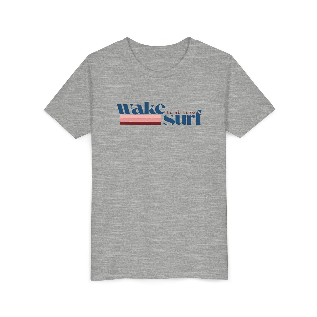 Youth Tee - "Wake Surf Lamb Lake" Retro Striped Kids Surf T‑Shirt