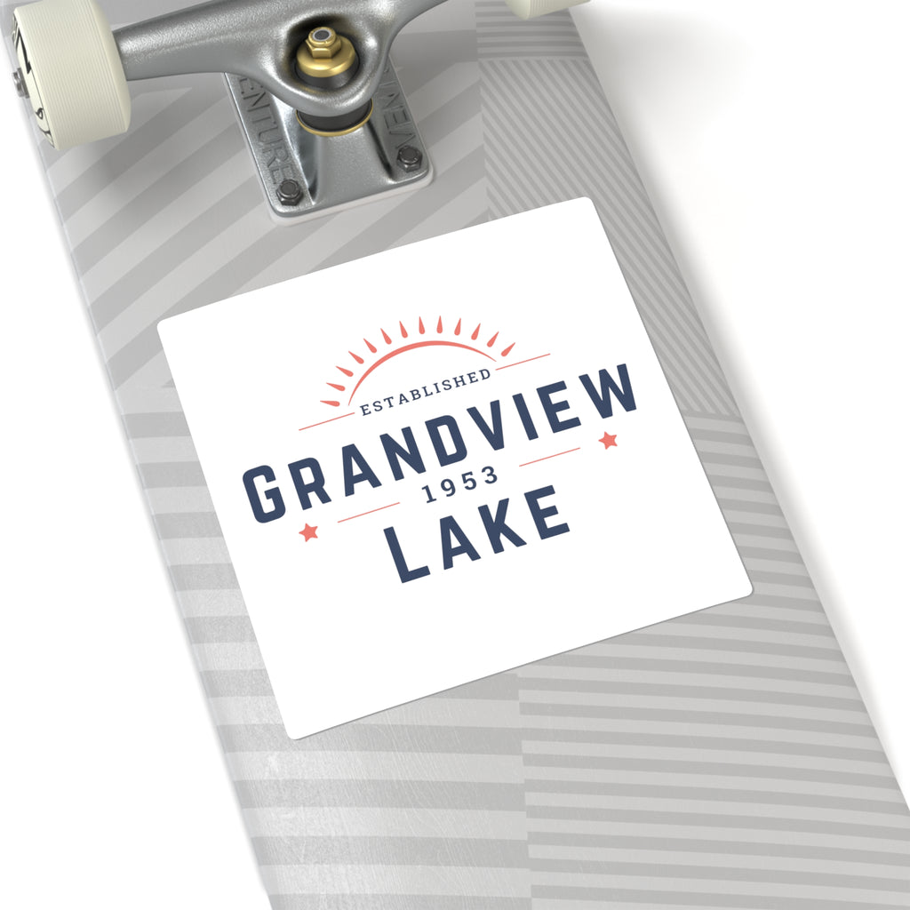 Grandview Lake Established 1953 Square Sticker — Vintage Lakeside Decal