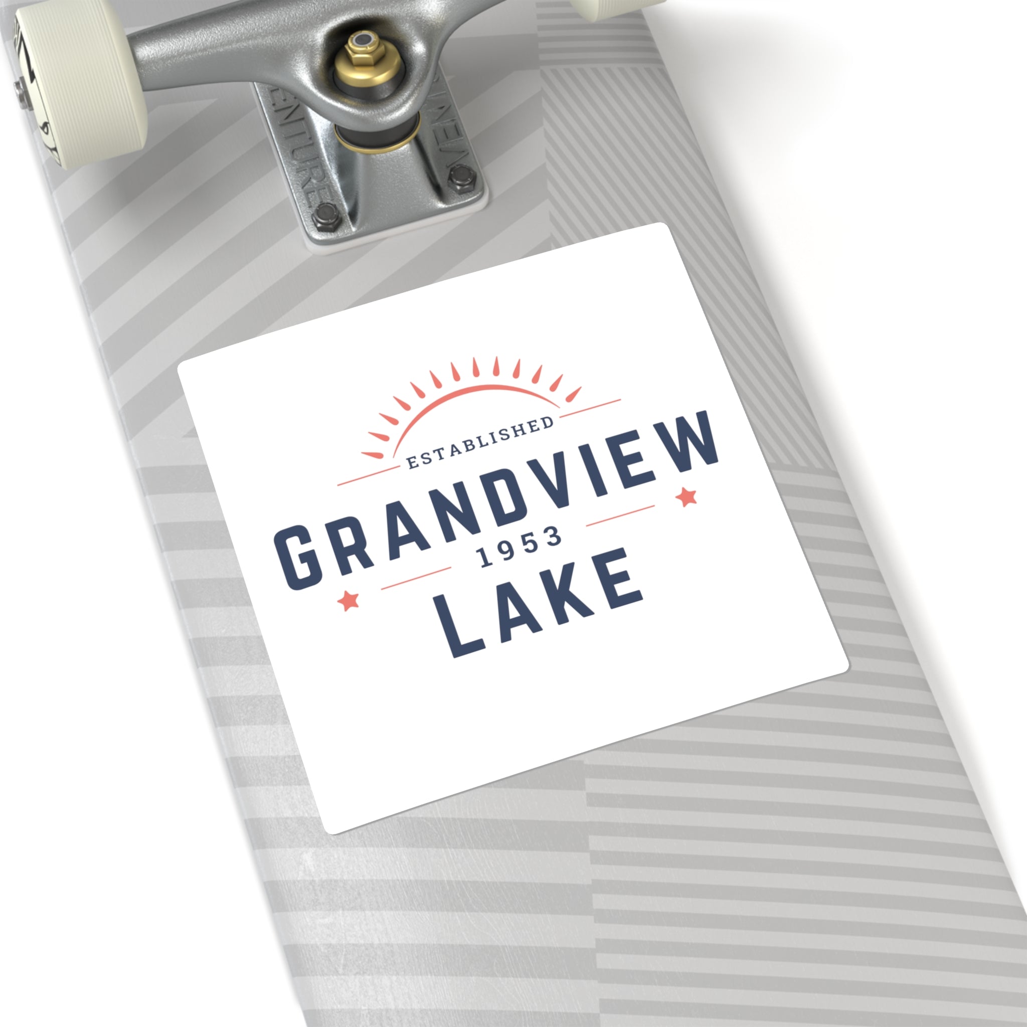 Grandview Lake Established 1953 Square Sticker — Vintage Lakeside Decal