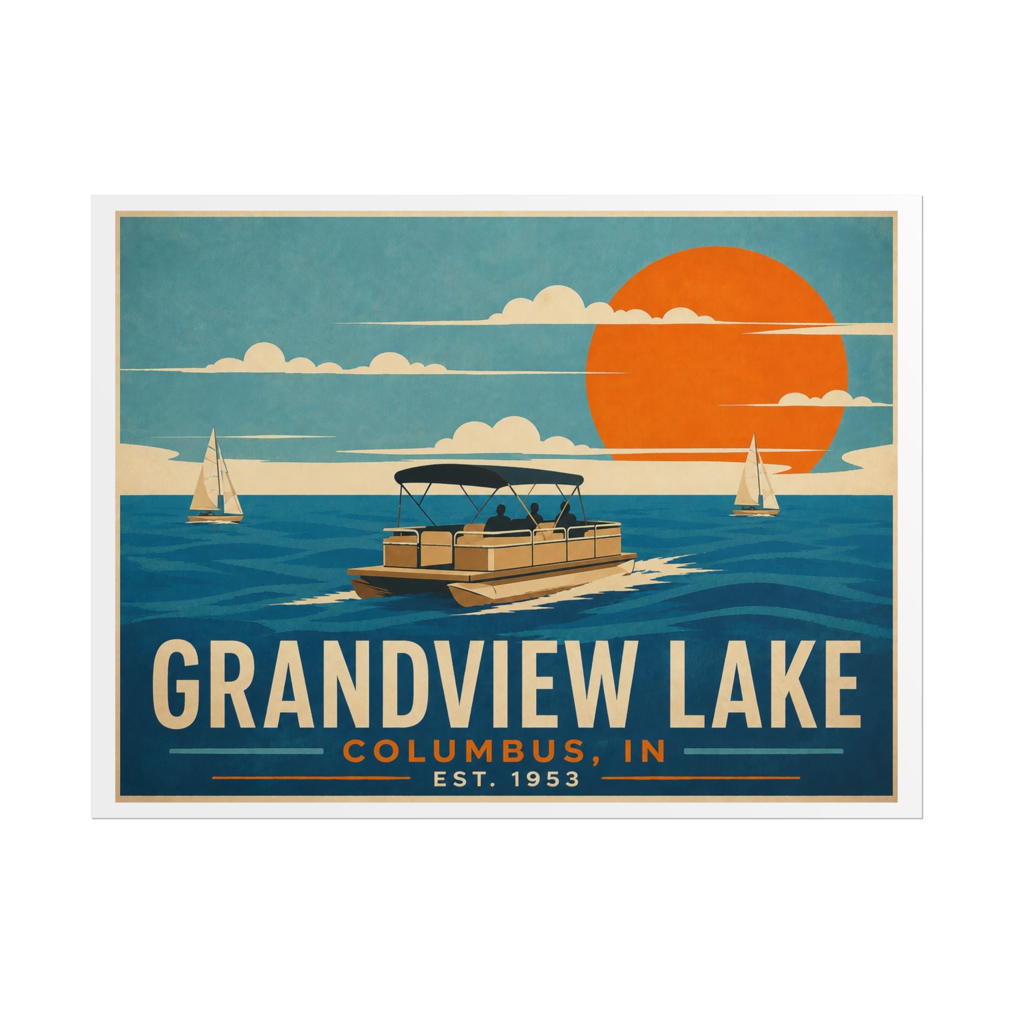 Grandview Lake Poster — Vintage Lake Travel Print (Rolled Poster)
