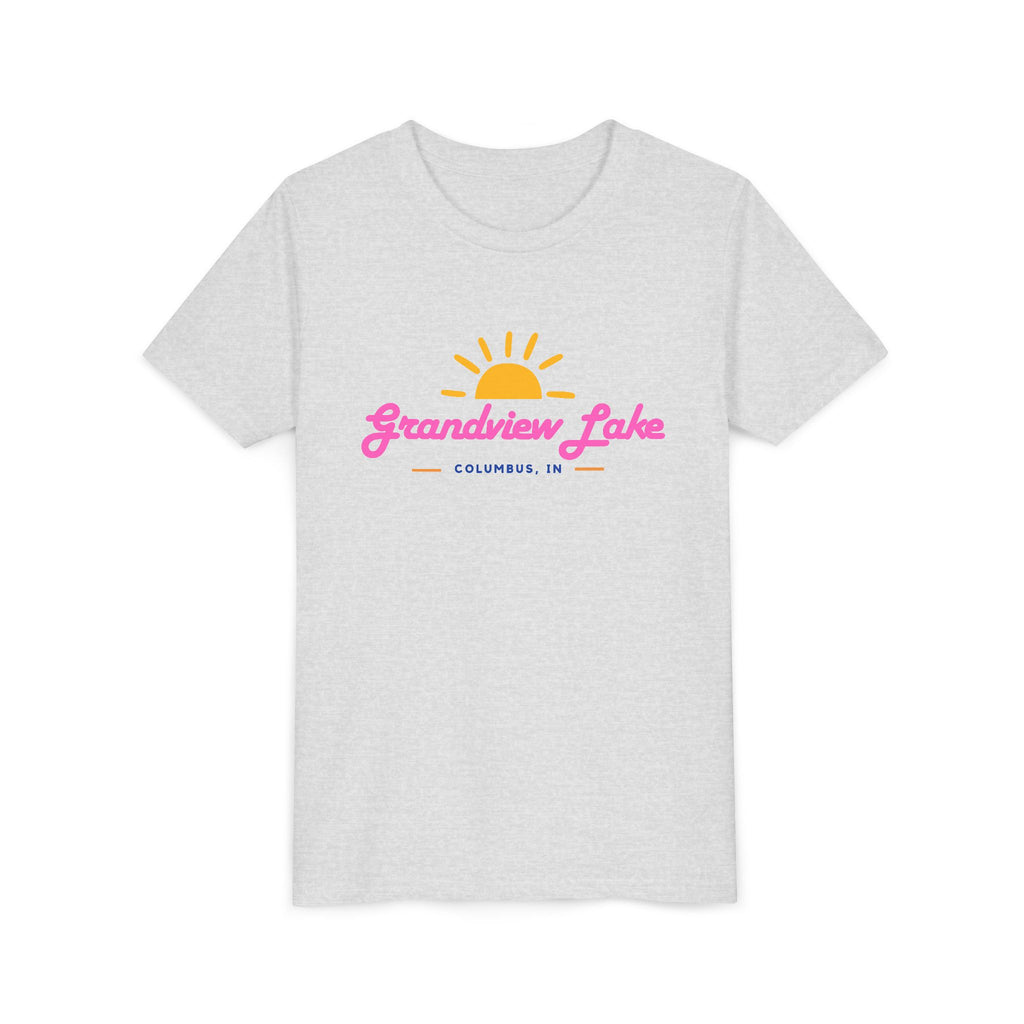 Youth Tee — Grandview Lake Retro Sunset Kids Shirt (Columbus, IN)