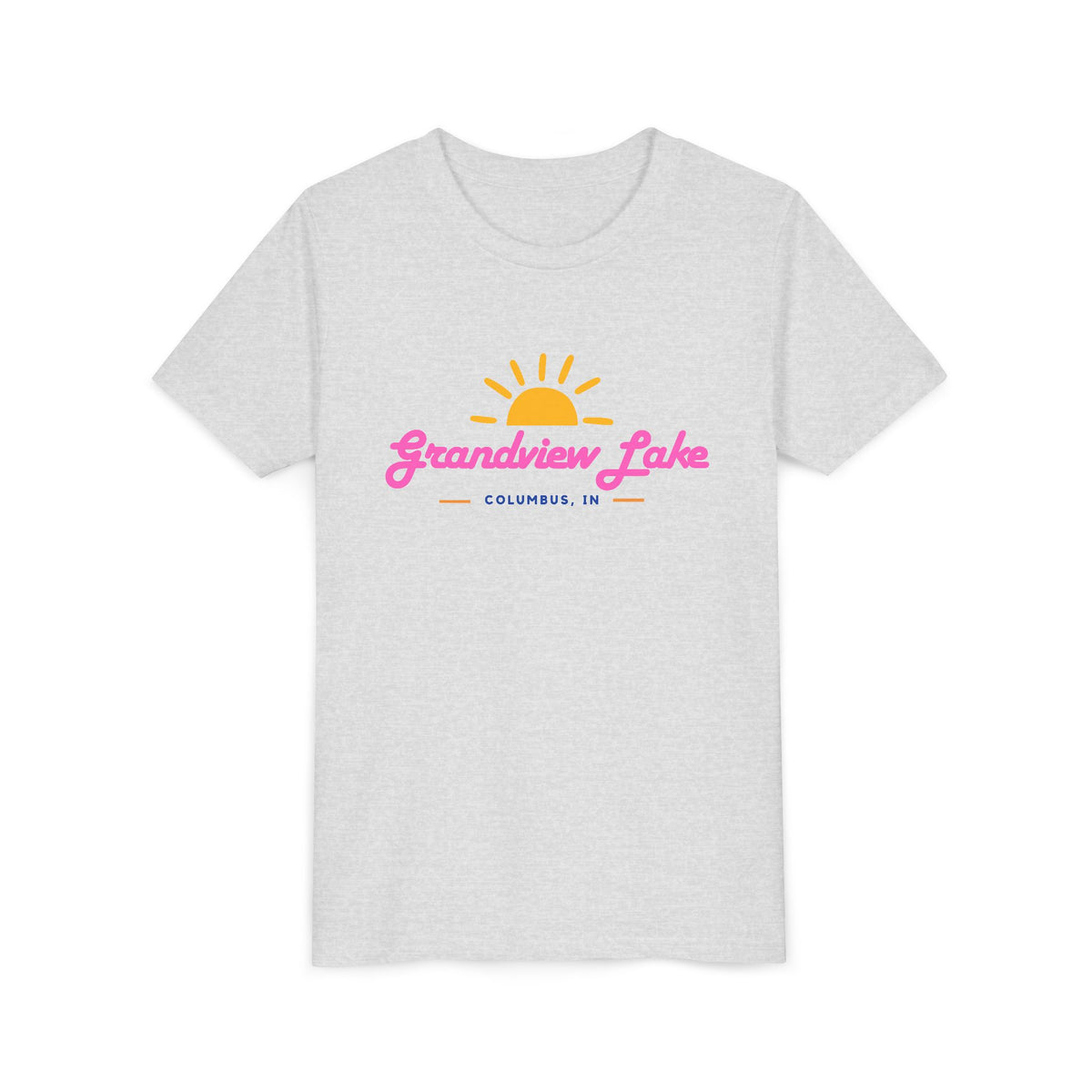 Youth Tee — Grandview Lake Retro Sunset Kids Shirt (Columbus, IN)