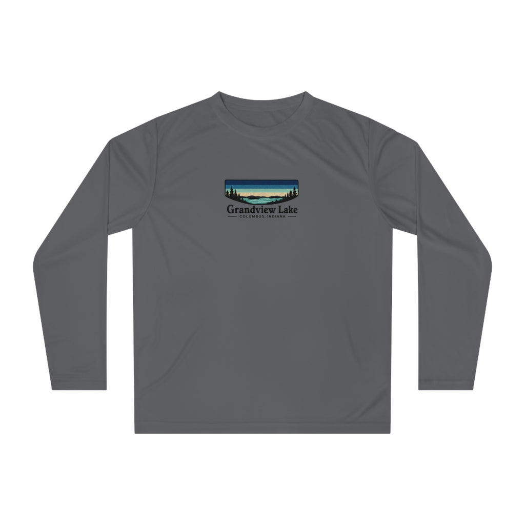 Grandview Lake Performance Long Sleeve Shirt — Retro Lakeside Graphic
