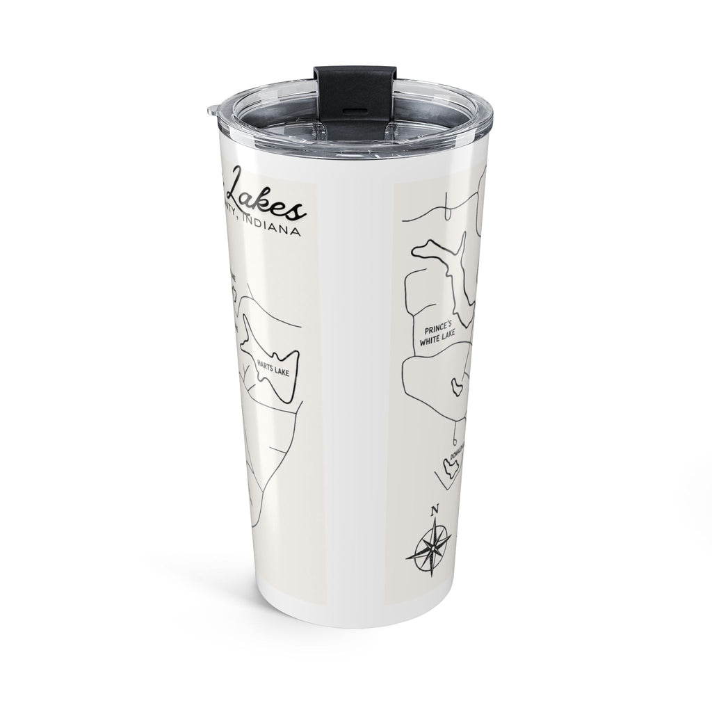 20oz Prince's Lakes Map Tumbler — Retro Minimalist Lake Map Design