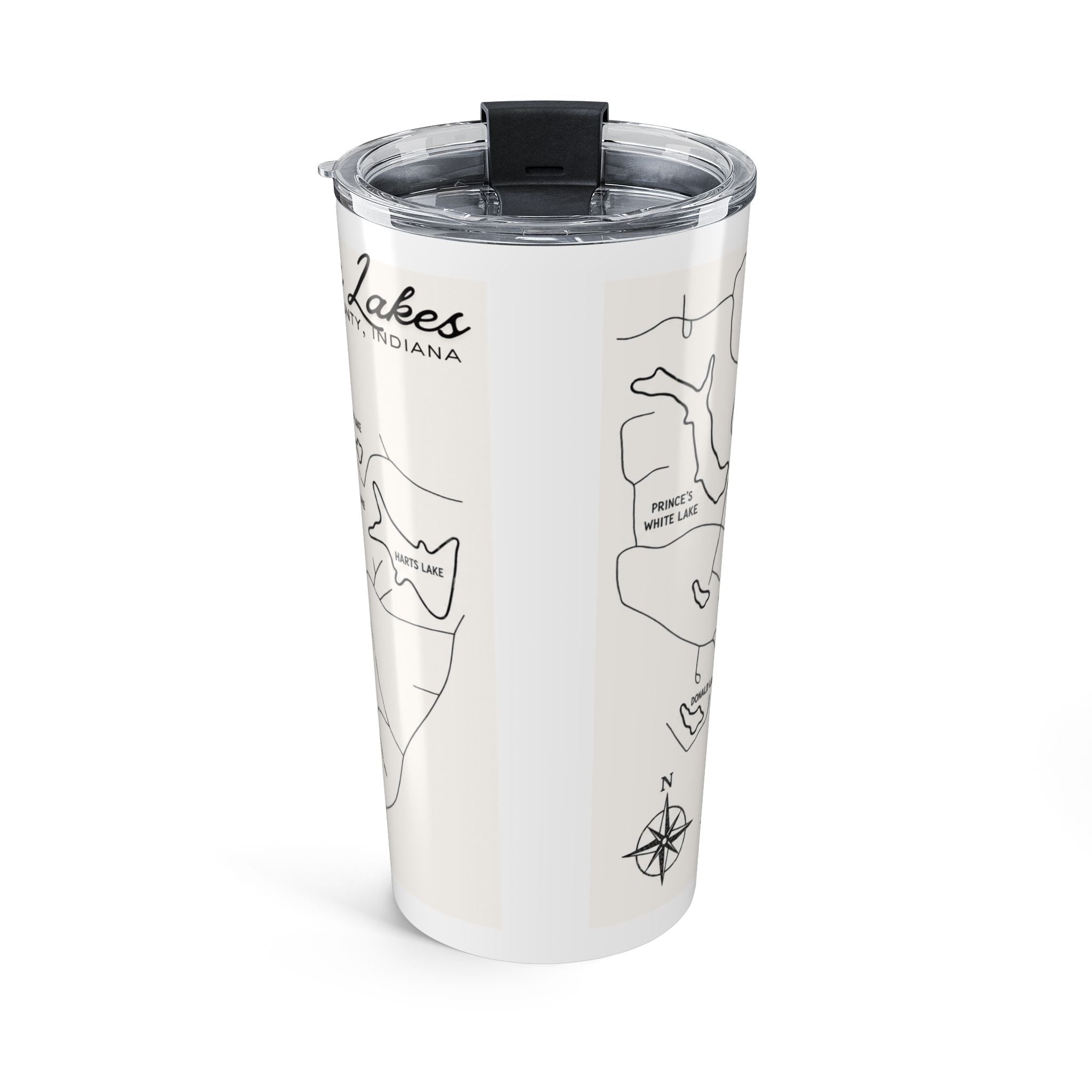 20oz Prince's Lakes Map Tumbler — Retro Minimalist Lake Map Design