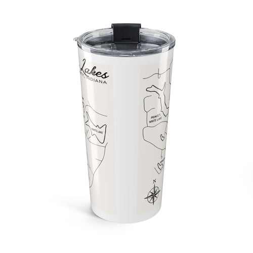 20oz Prince's Lakes Map Tumbler — Retro Minimalist Lake Map Design