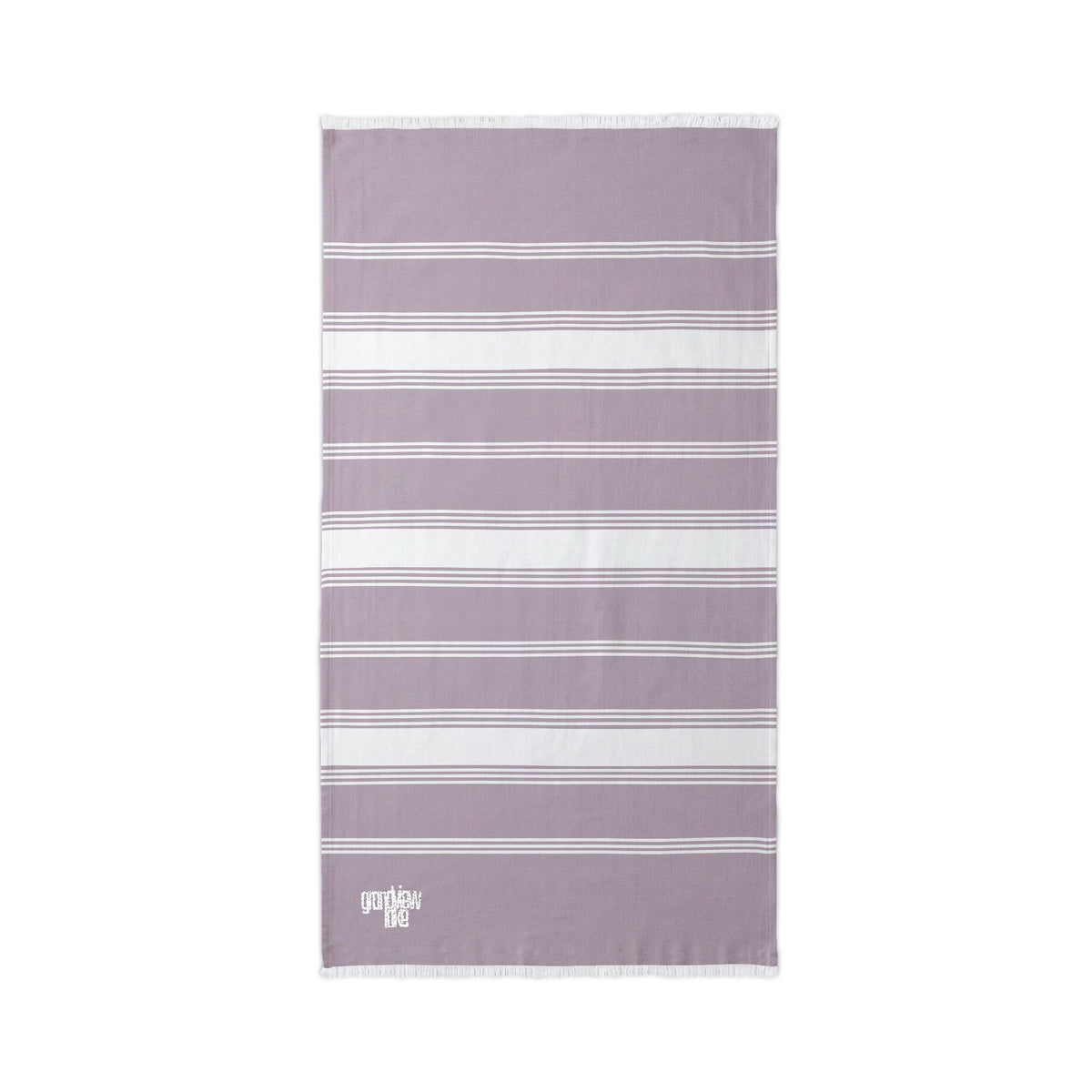 Striped Embroidered Beach Throw — Lightweight Turkish Towel for Lake, Travel & Summer