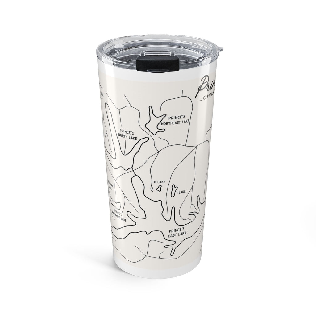 20oz Prince's Lakes Map Tumbler — Retro Minimalist Lake Map Design