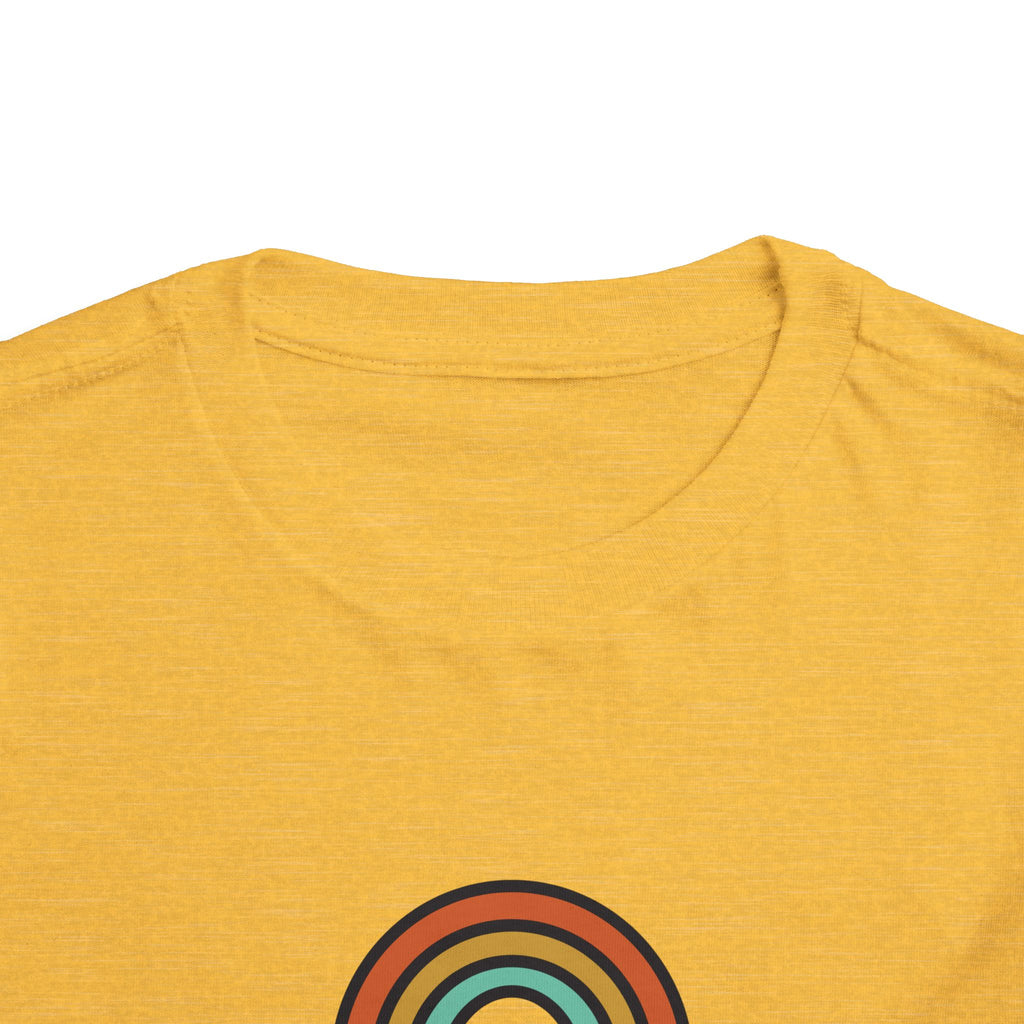 Retro Rainbow Toddler Tee — "Lamb Lake" Graphic Short Sleeve