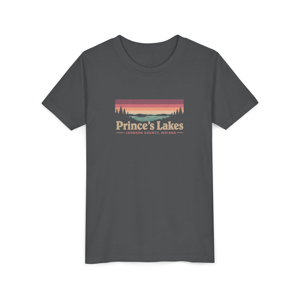 Youth Tee — Prince's Lakes Retro Sunset Graphic