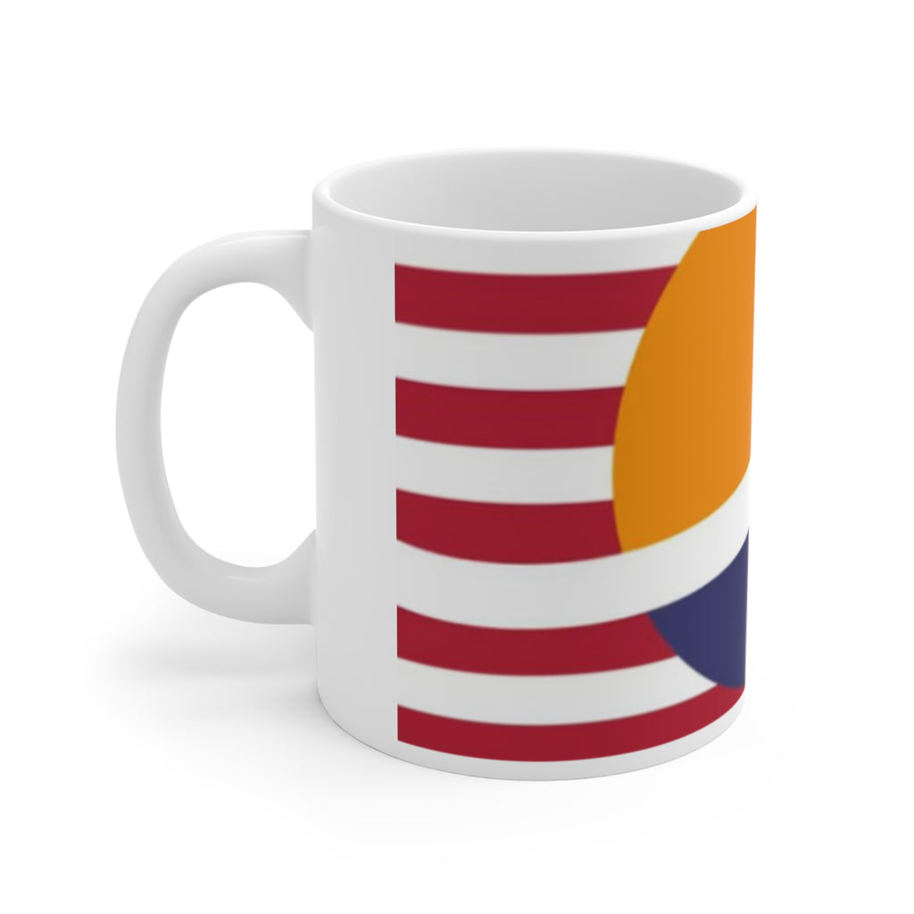 Lamb Lake Flag Sunset Mug — Scenic Lake Cabin Coffee Cup (11oz)