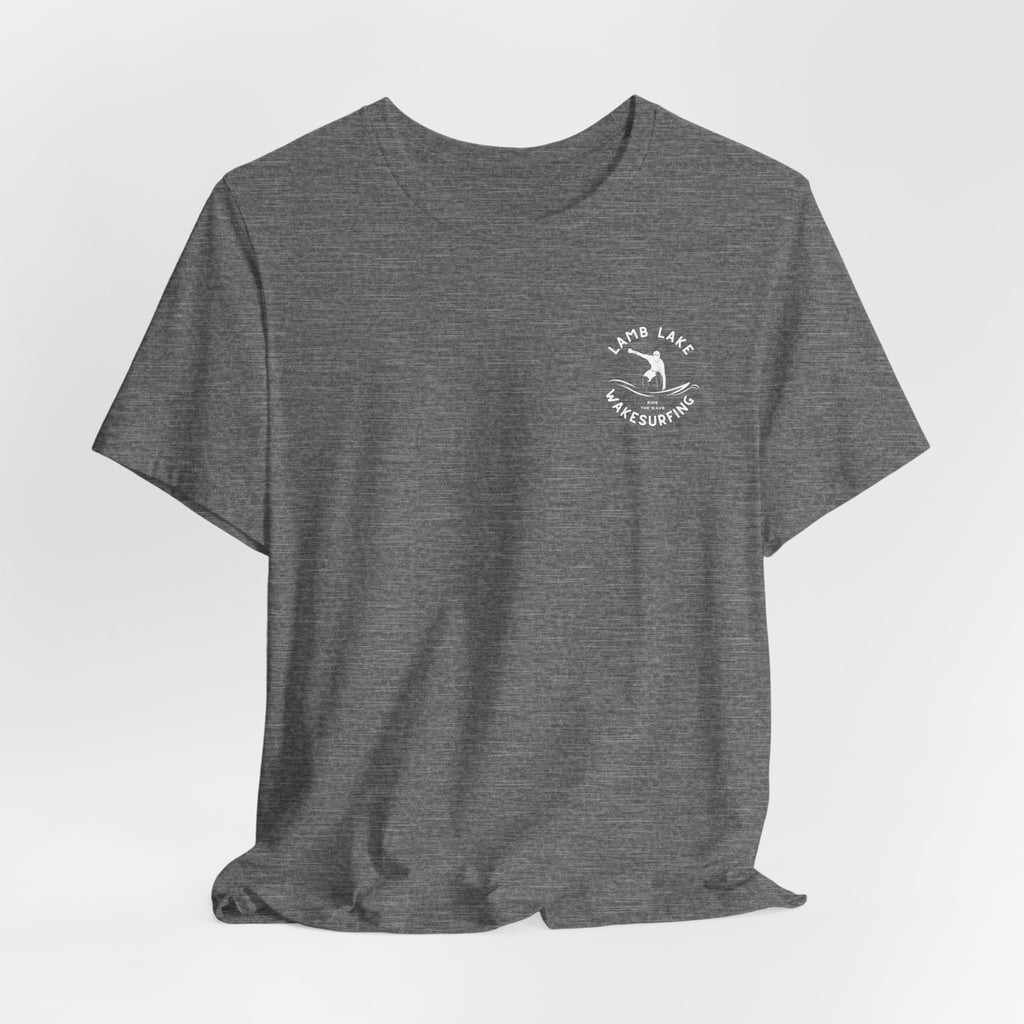 Wakesurf Pocket & Back Print Lamb Lake Minimalist Tee —  Short Sleeve Shirt