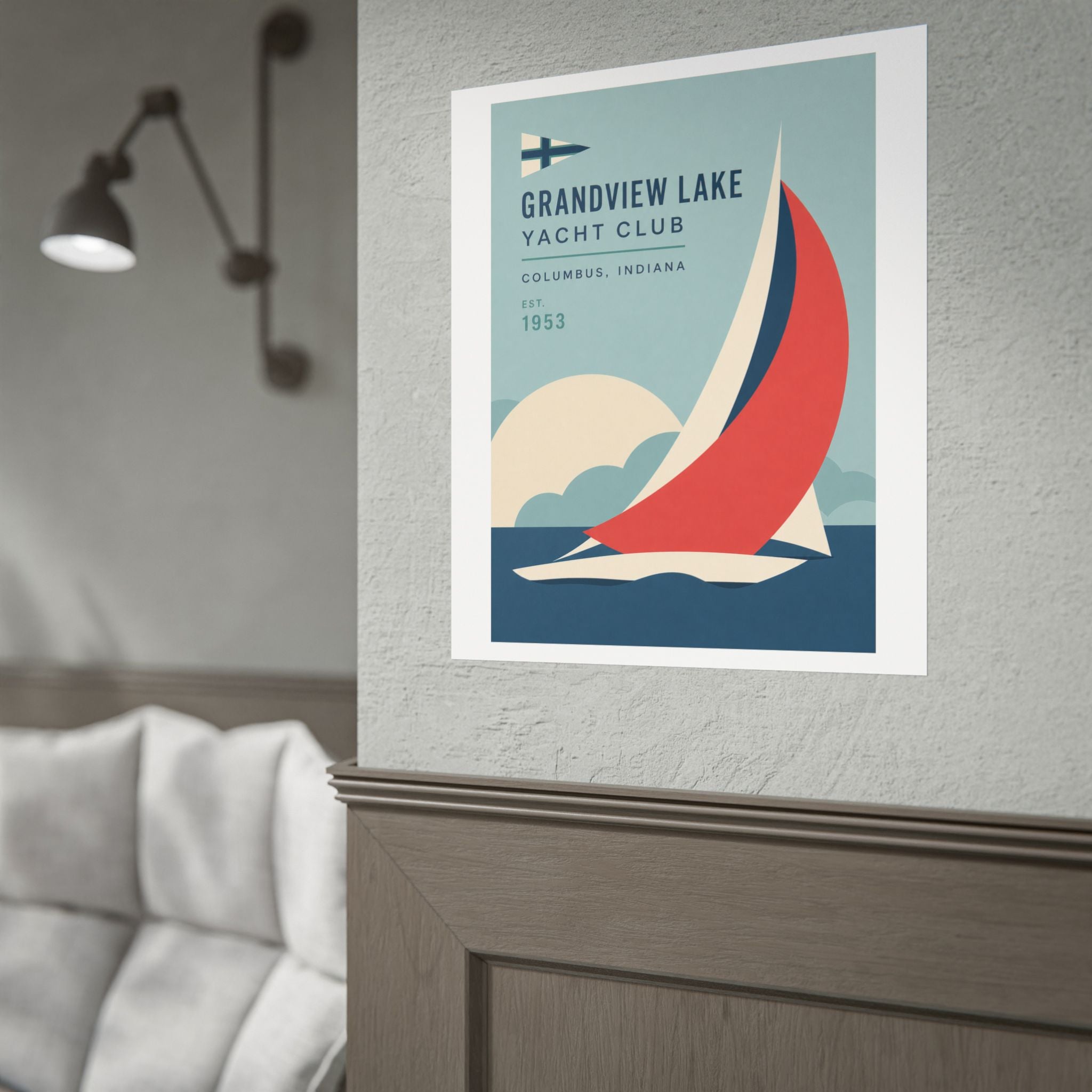 Grandview Lake Yacht Club Poster — Retro Sailing Print (Columbus, Indiana)