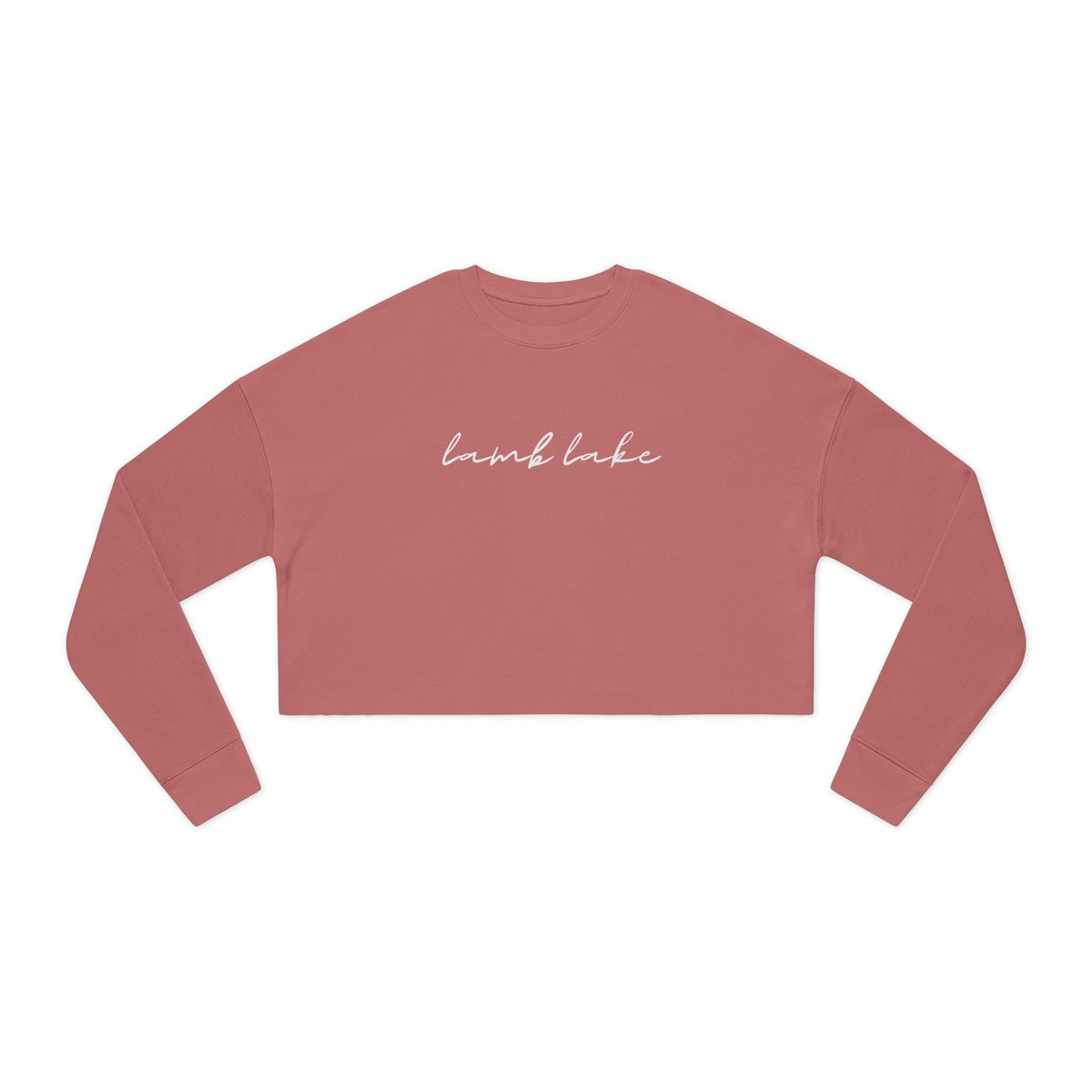 Cropped Hem Sweatshirt — 'lamb lake' Script Logo, Cozy Casual Pullover