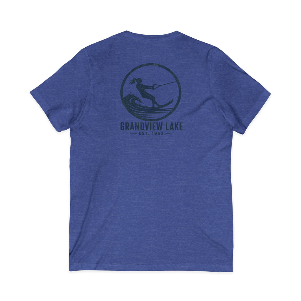 Lake Waterski V-Neck Tee — Grandview Lake Est. 1953