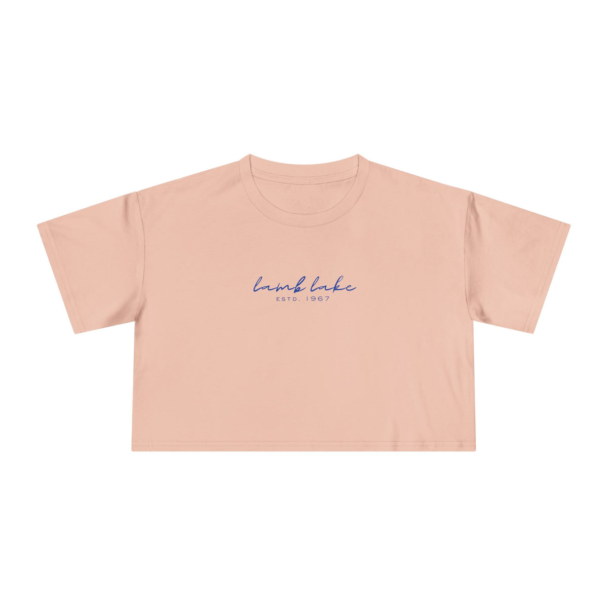 Script Logo Crop Tee — "lamb lake" Women's Casual Top