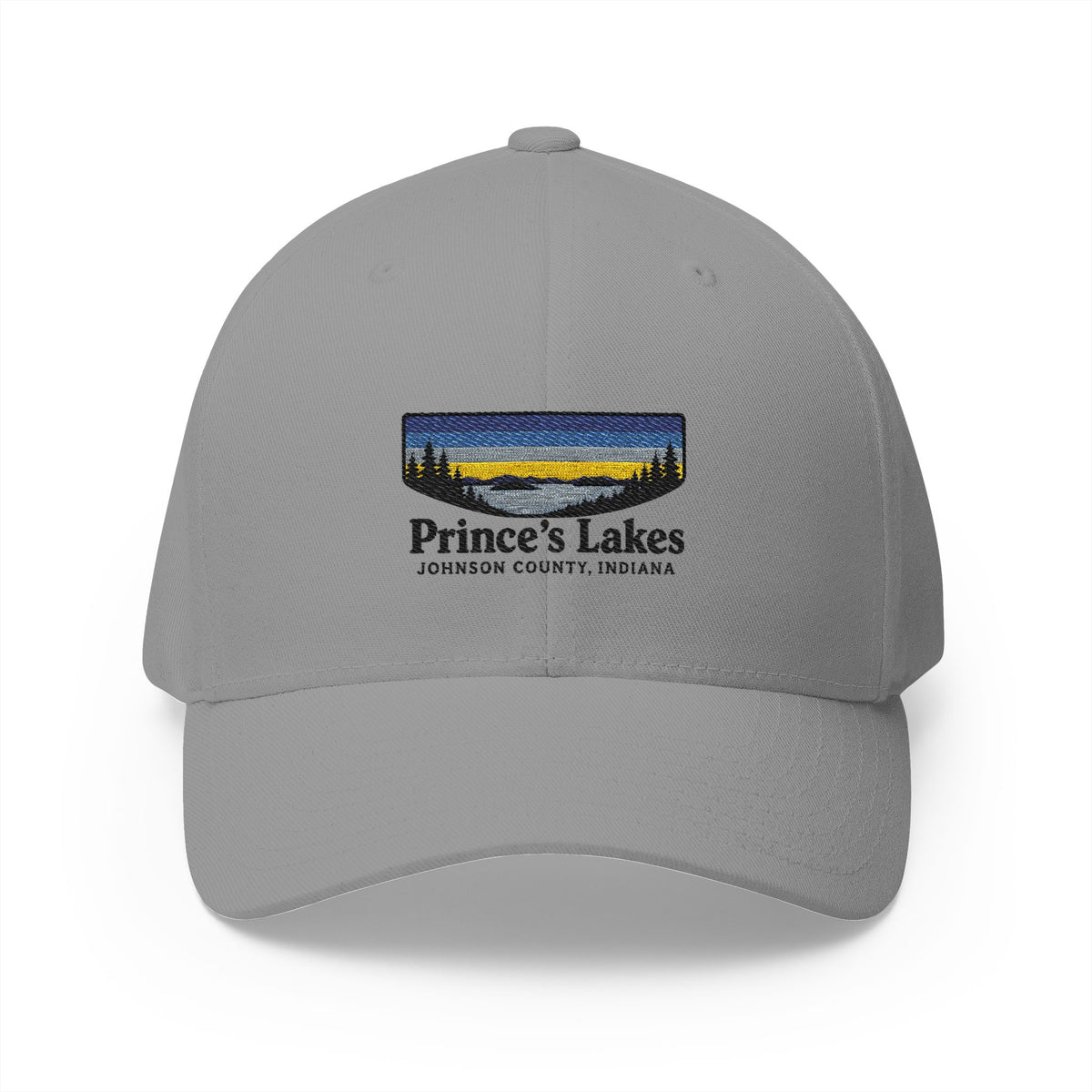 Prince’s Lakes Embroidered Cap — Scenic Lake Sunset Hat