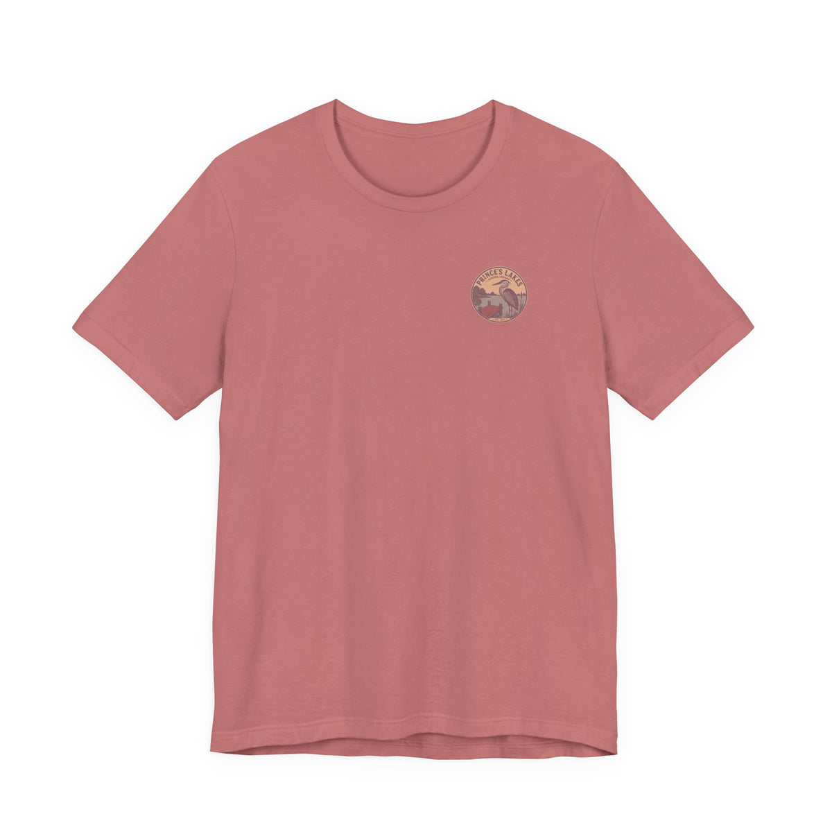Prince's Lakes Great Blue Heron Graphic Tee — Vintage Nature Pocket & Back Print