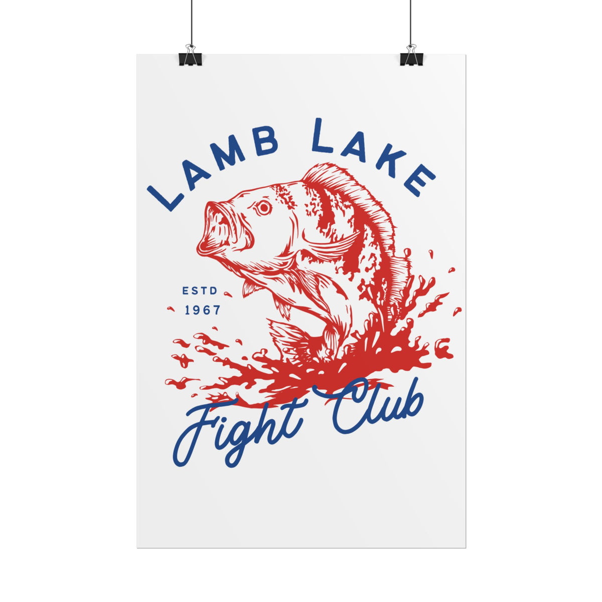 Rolled Poster — Lamb Lake Fight Club Vintage Bass Fishing Art Print