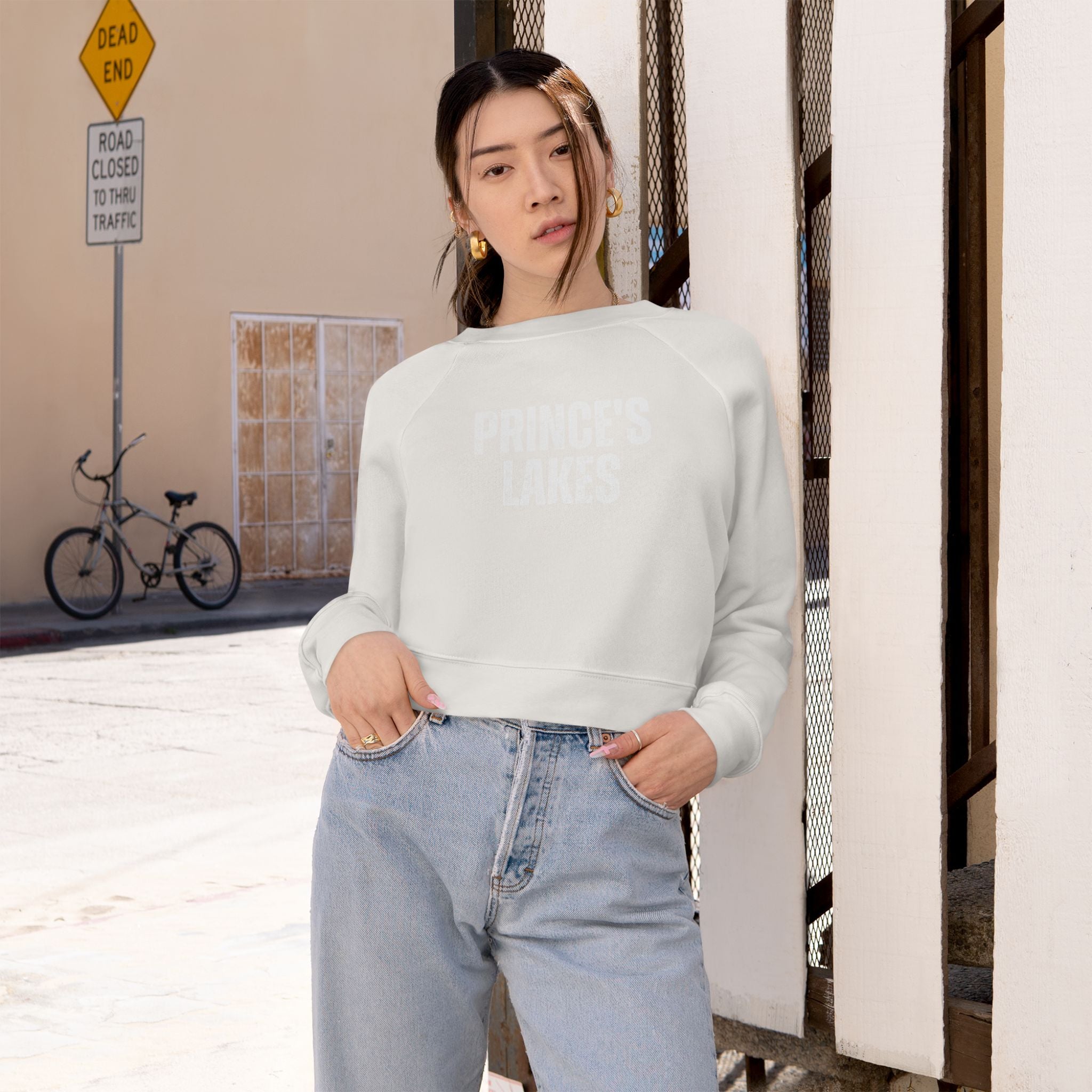 Cropped Pullover — 'Prince's Lakes' Minimal White Fleece for Women