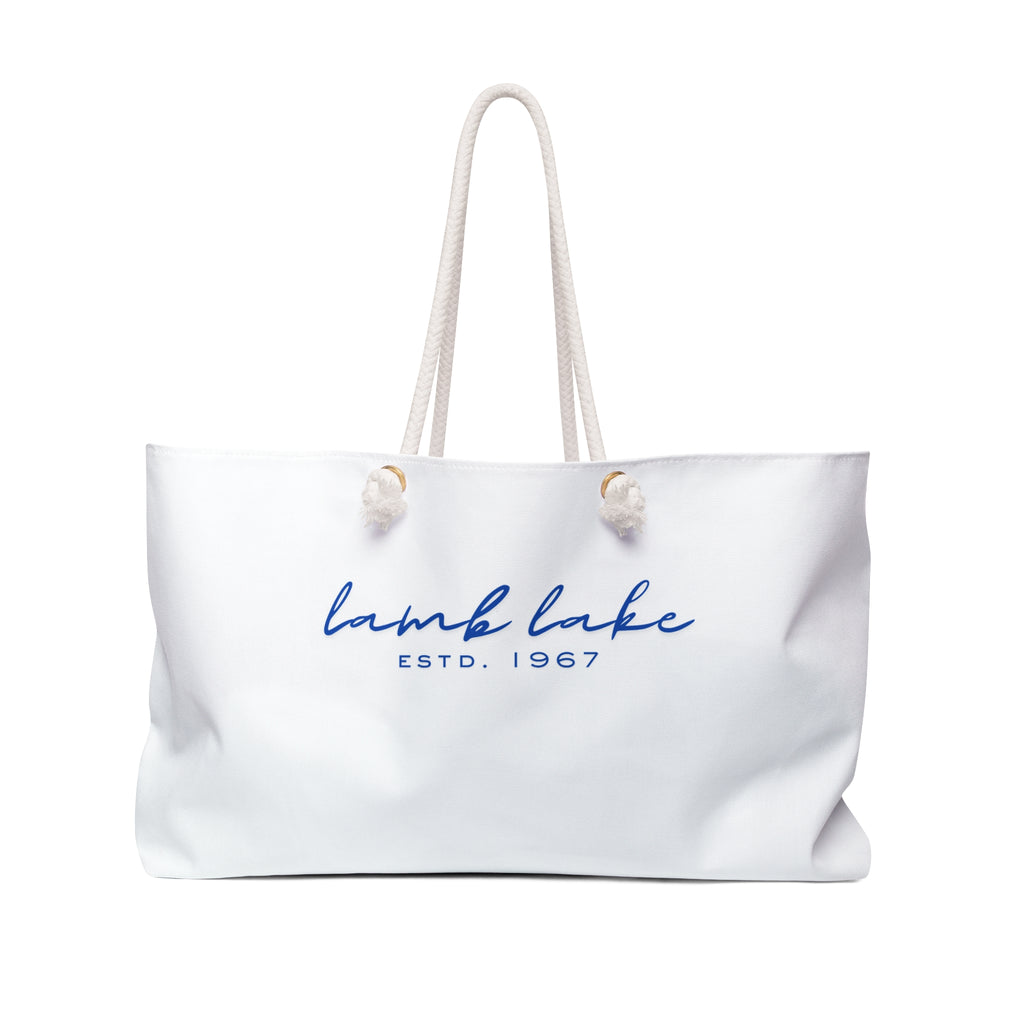 Weekender Bag - 'Lamb Lake' Script Tote | Travel & Lake Getaway Bag