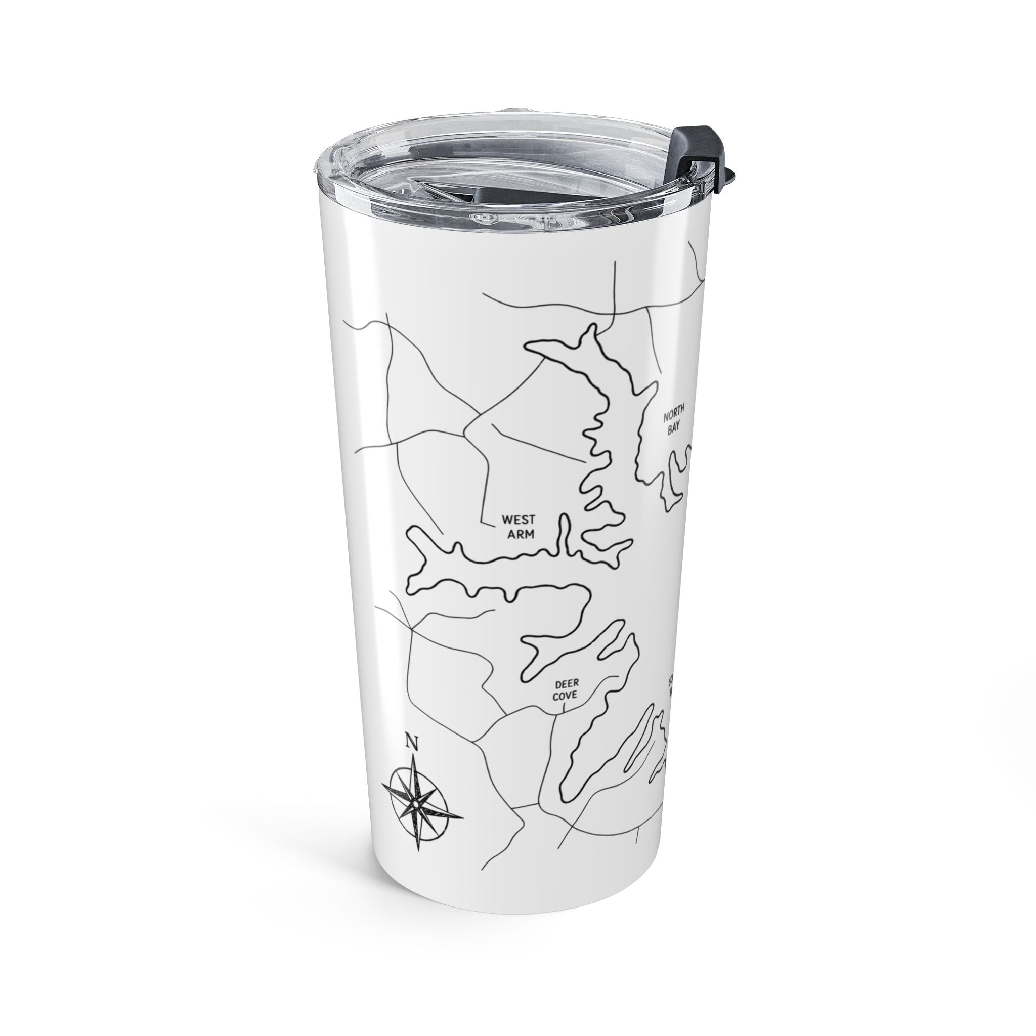 20oz Prince's Lakes Map Tumbler — Retro Minimalist Lake Map Design