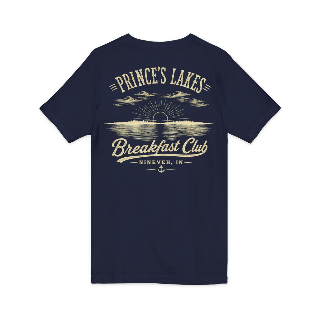 Good Food Good Company Good Morning V-Neck Tee — Retro Lake Breakfast Club Graphic Shirt