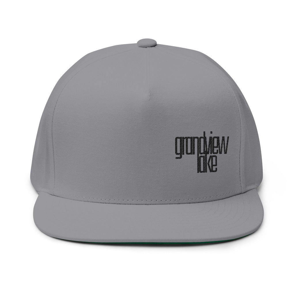 Flat Bill Cap — Minimal Embroidered "grandview lake" Logo Snapback