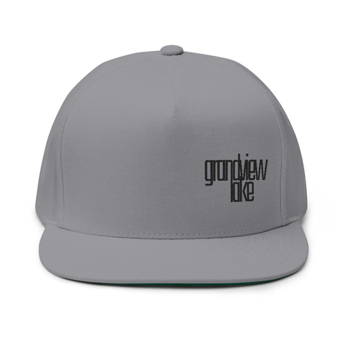 Flat Bill Cap — Minimal Embroidered "grandview lake" Logo Snapback
