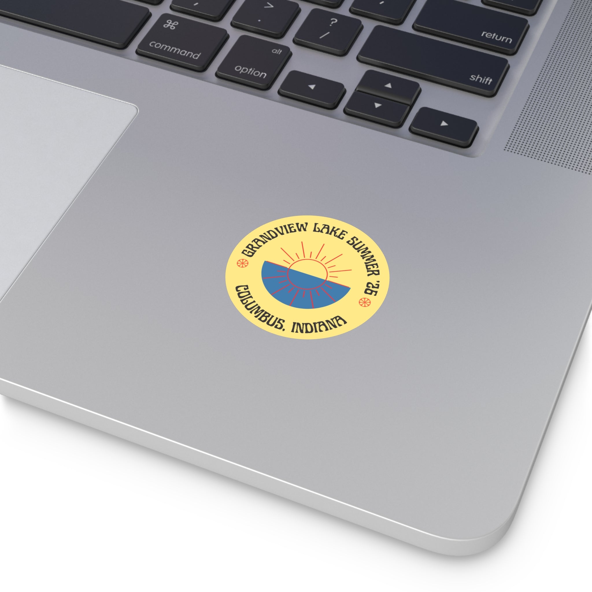 Grandview Lake Round Vinyl Sticker —Columbus, Indiana 2026 Souvenir