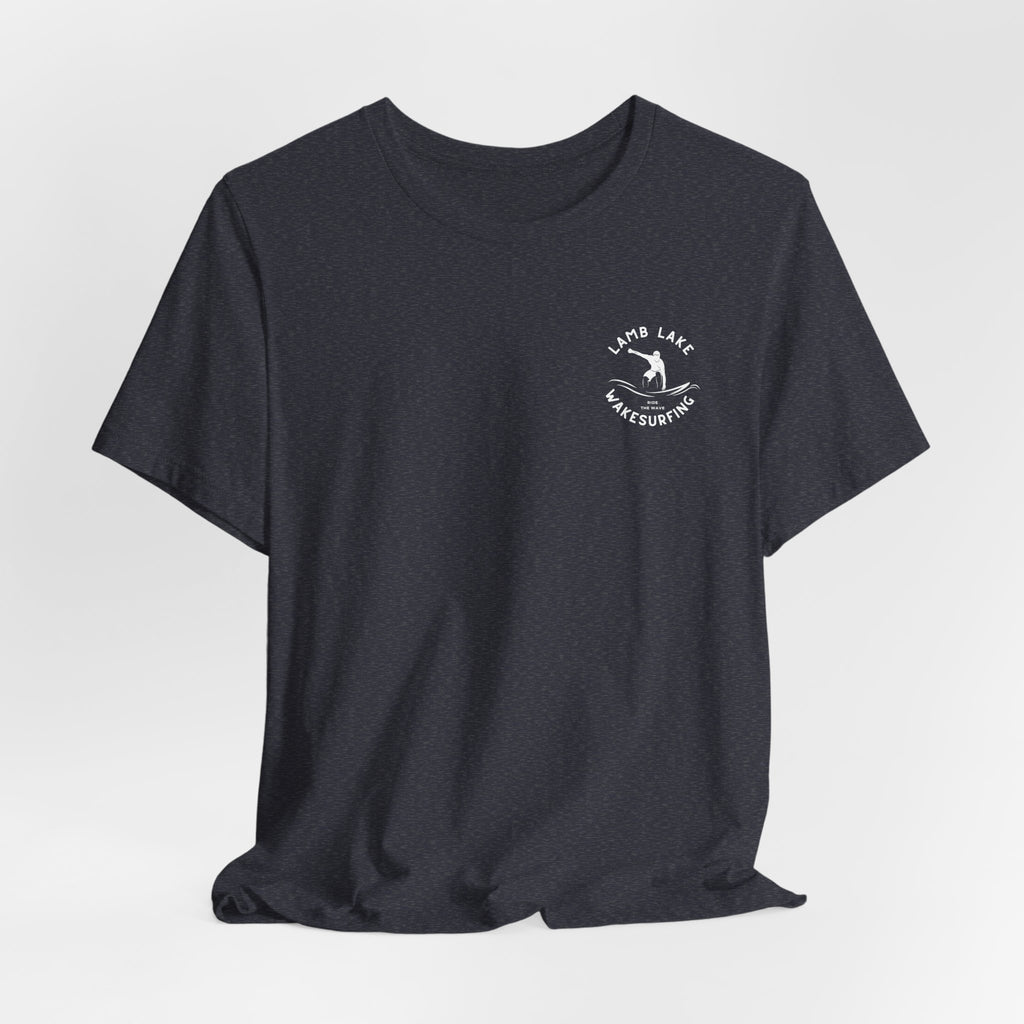 Wakesurf Pocket & Back Print Lamb Lake Minimalist Tee —  Short Sleeve Shirt