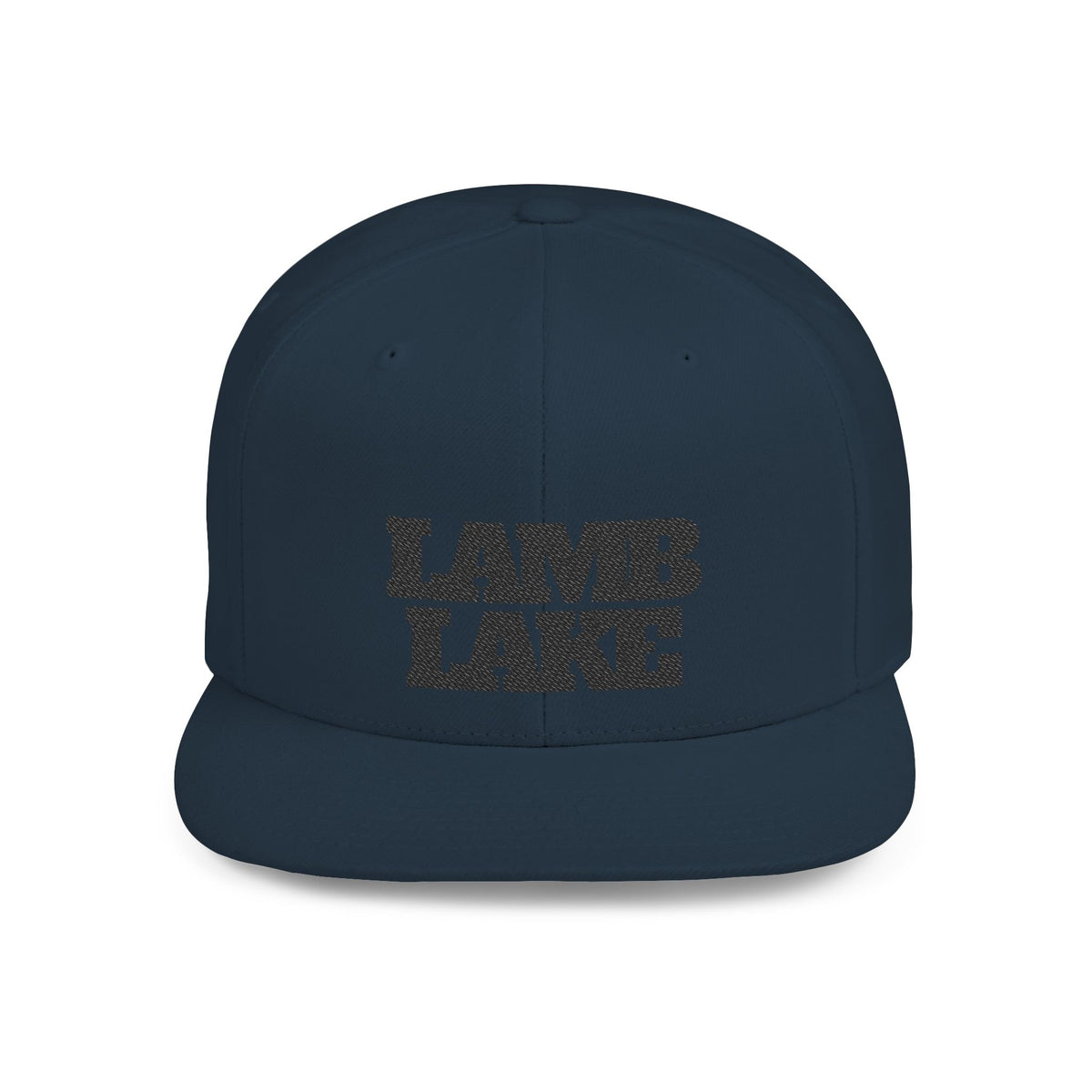 Lamb Lake Flat Bill Snapback Hat — Retro Embroidered Lake Cap