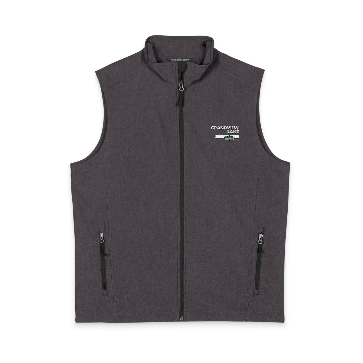 Men's Soft Shell Vest — Grandview Lake Logo Chest