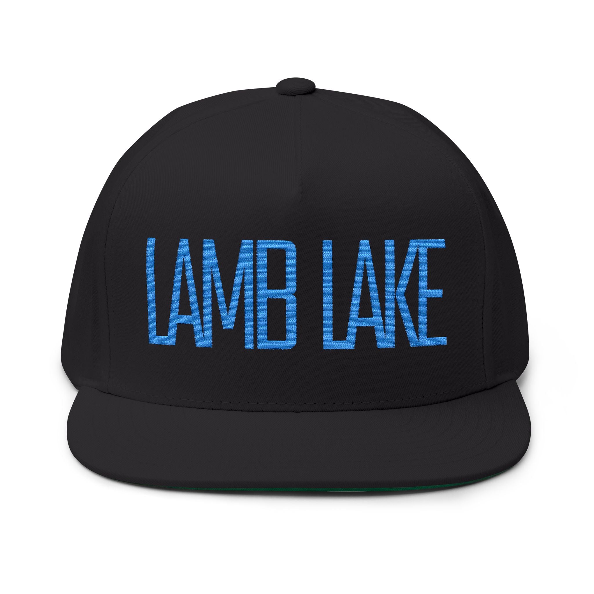 Flat Bill Cap — Minimal Embroidered "LAMB LAKE" Logo Snapback