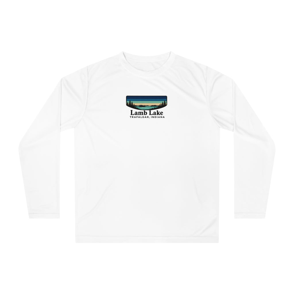 Lamb Lake Performance Long Sleeve Shirt — Retro Lakeside Graphic