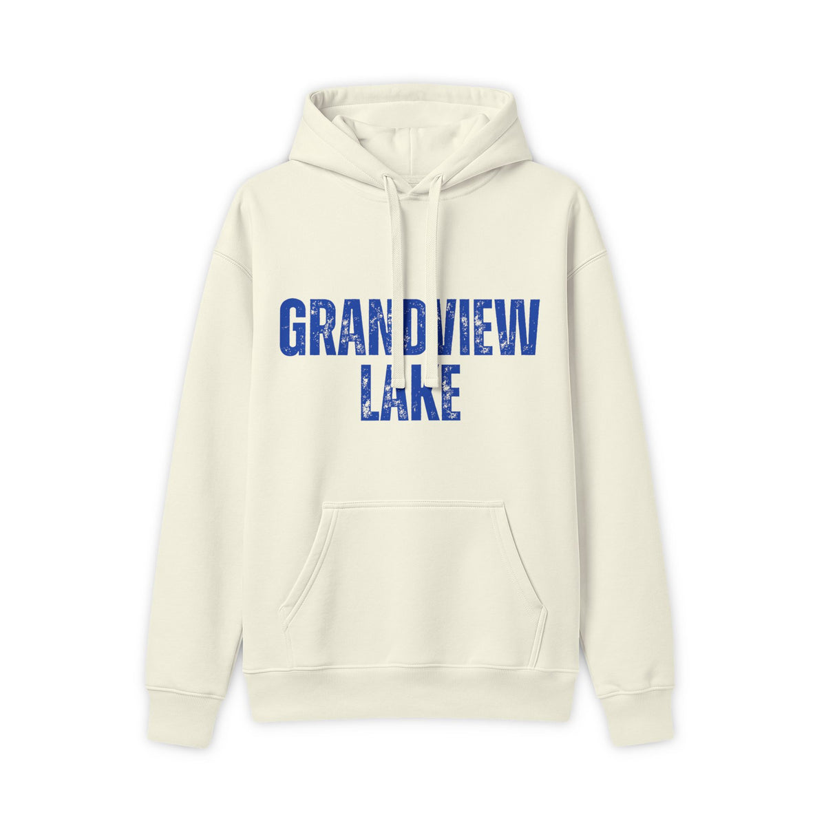 Grandview Lake Hoodie - Vintage Blue Text Lake Sweatshirt