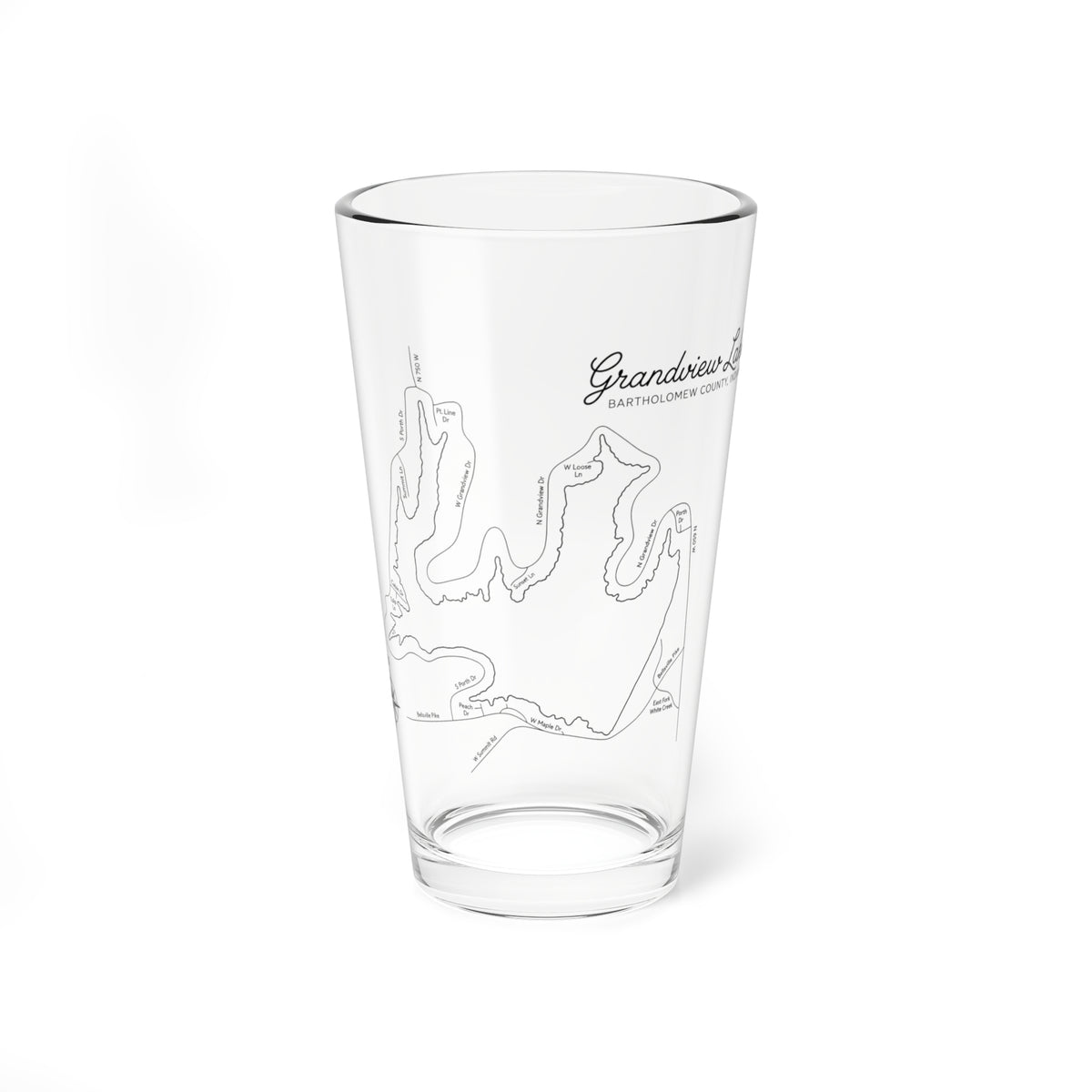 16oz Grandview Lake Map Cocktail Glass