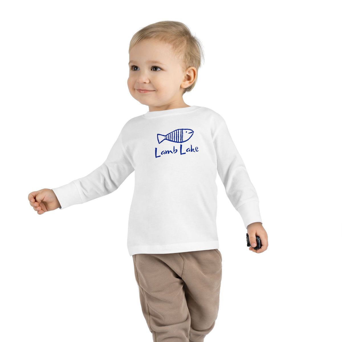 Toddler Long Sleeve Tee — "Lamb Lake" Hand-Drawn Fish Graphic