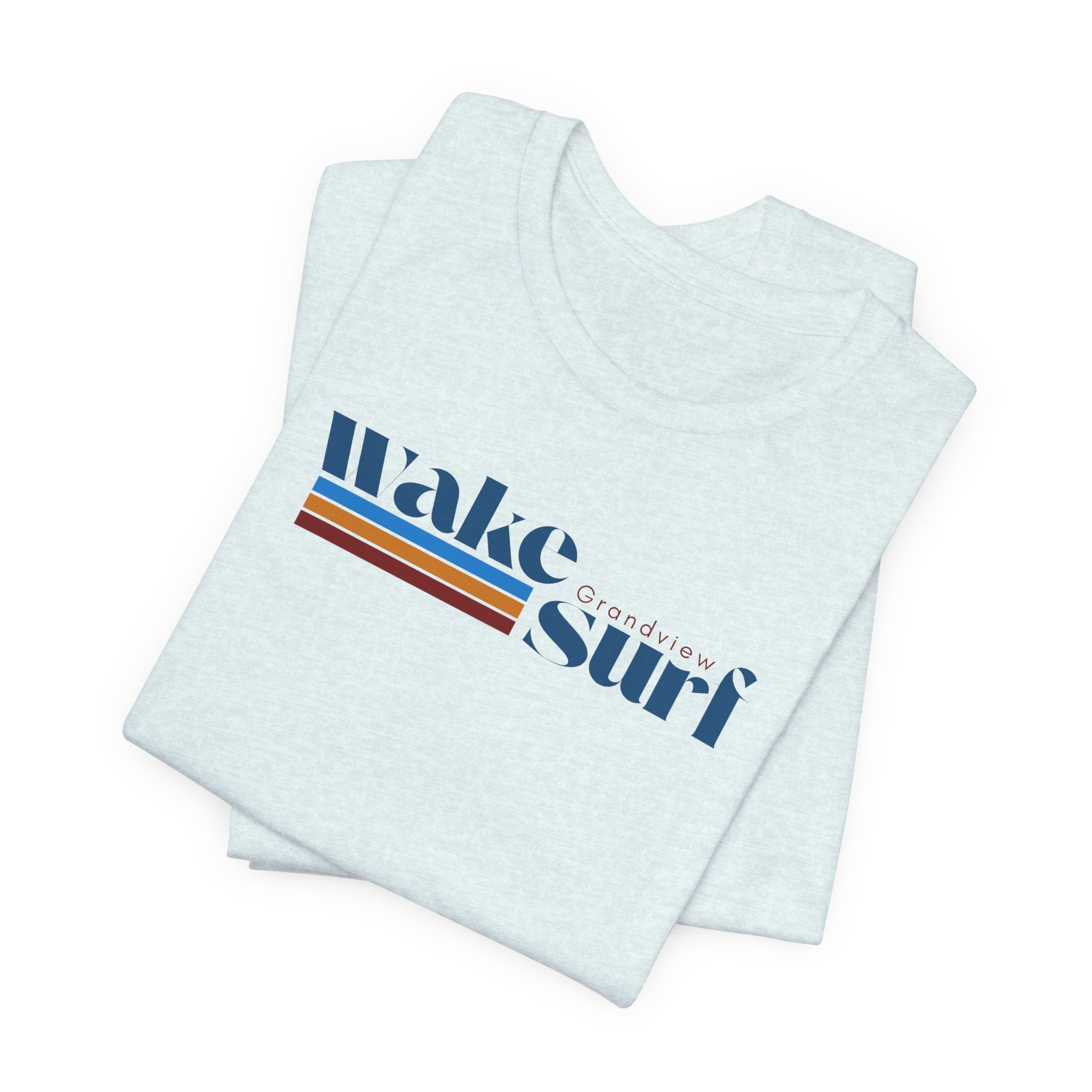 Wake Surf Grandview Stripe Tee — Retro Surfing Graphic T-Shirt