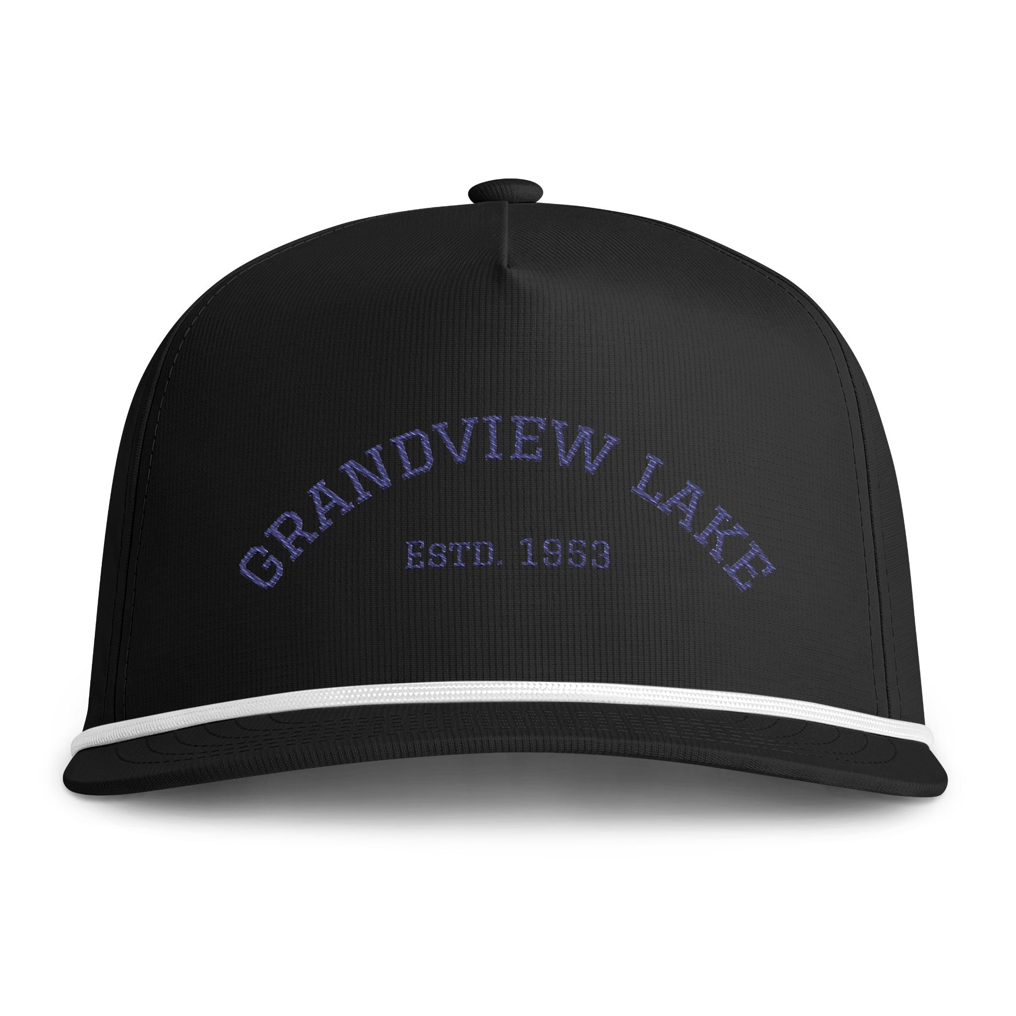 Grandview Lake Rope Cap — Embroidered Stitch Vintage Sun-washed Trucker Hat