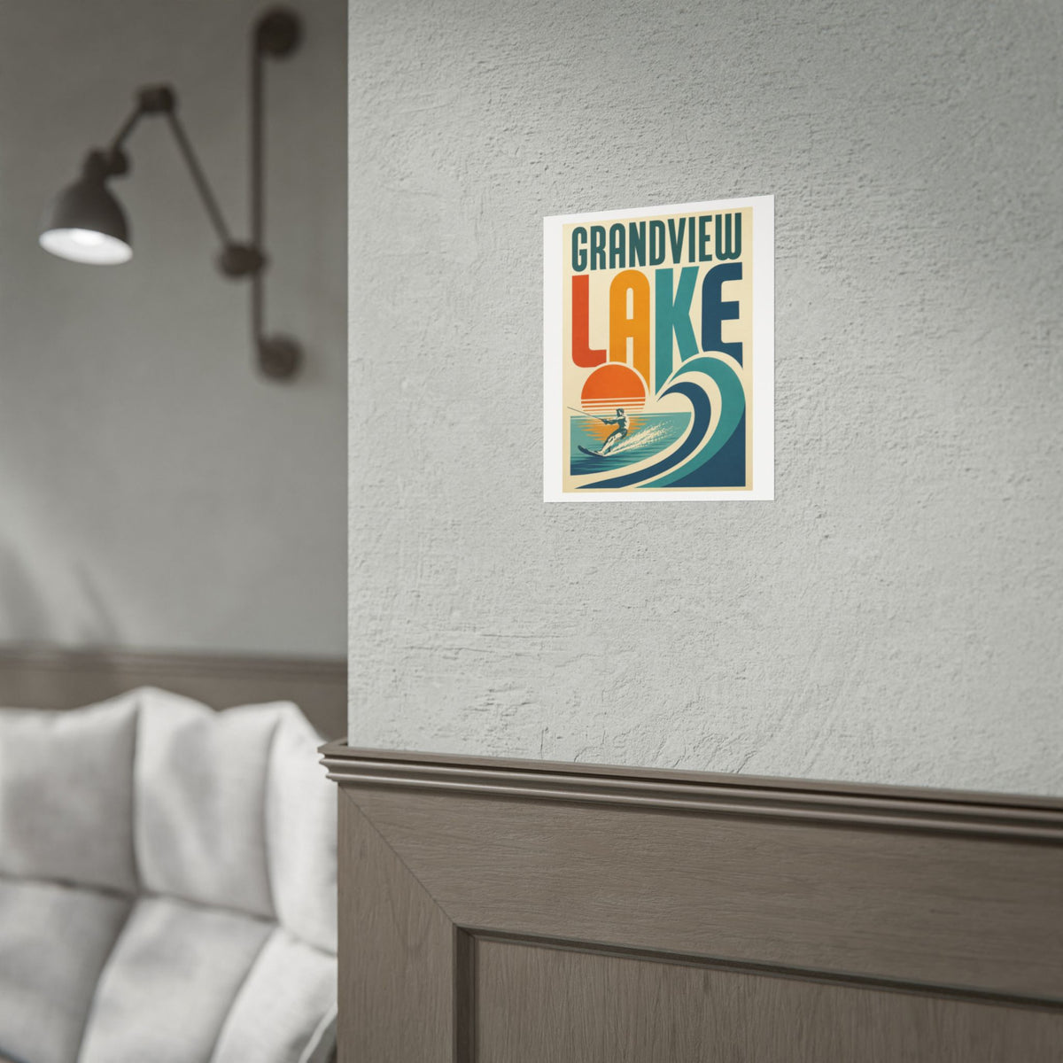 Grandview Lake Vintage Surf Poster — Retro Lakeside Wall Art (Rolled Poster)