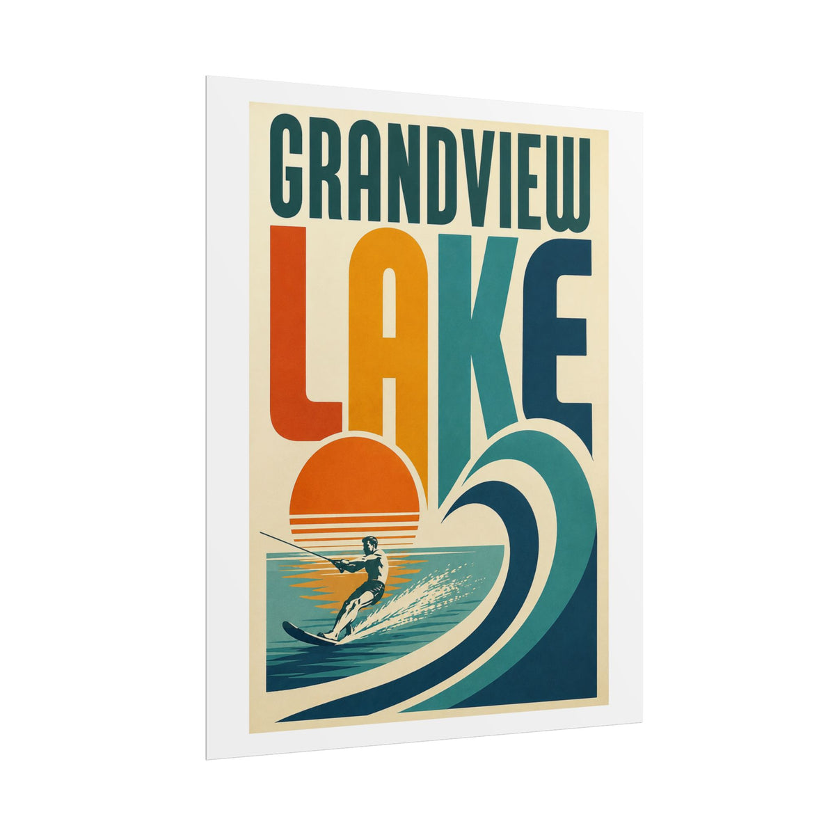 Grandview Lake Vintage Surf Poster — Retro Lakeside Wall Art (Rolled Poster)